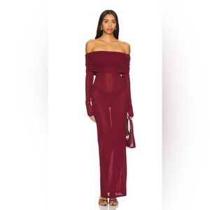 Elegant Off-Shoulder Burgundy Dress